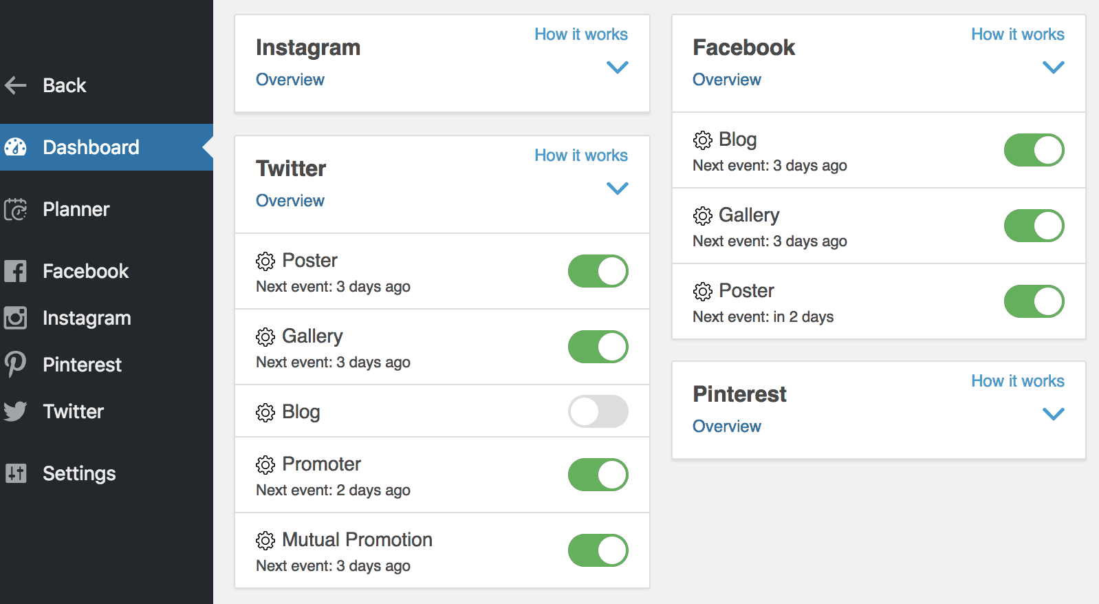 the social rabbit dashboard interface