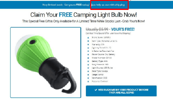 a sample light bulb free plus shipping product