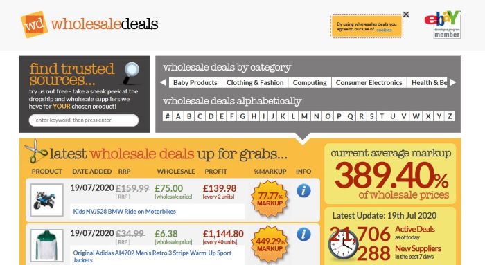 wholesaledeals dropshipping suppliers in uk