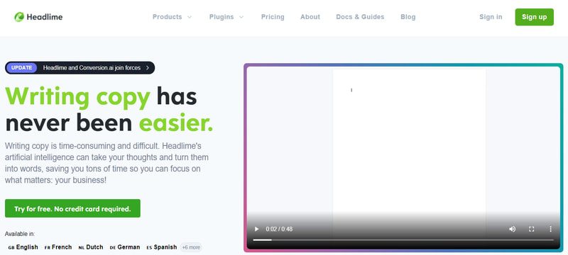 headlime copywriting software