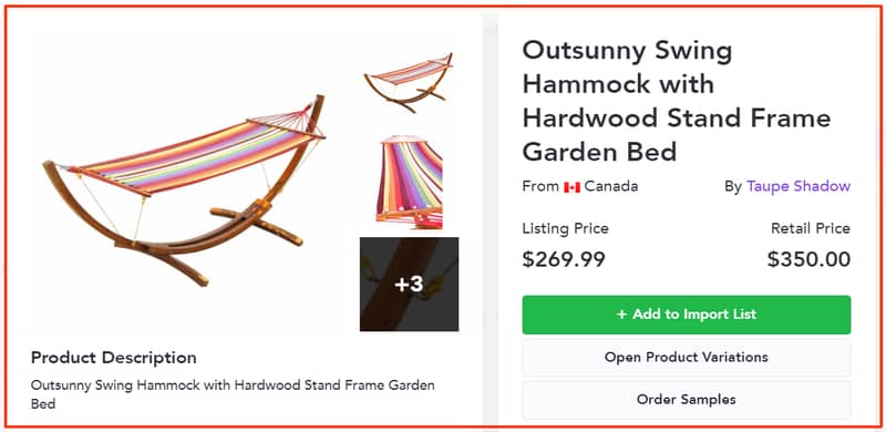 swing hammock high ticket dropshipping product