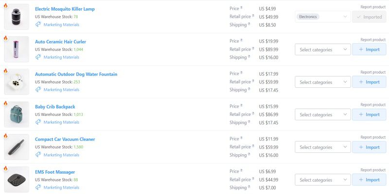 sellvia product list