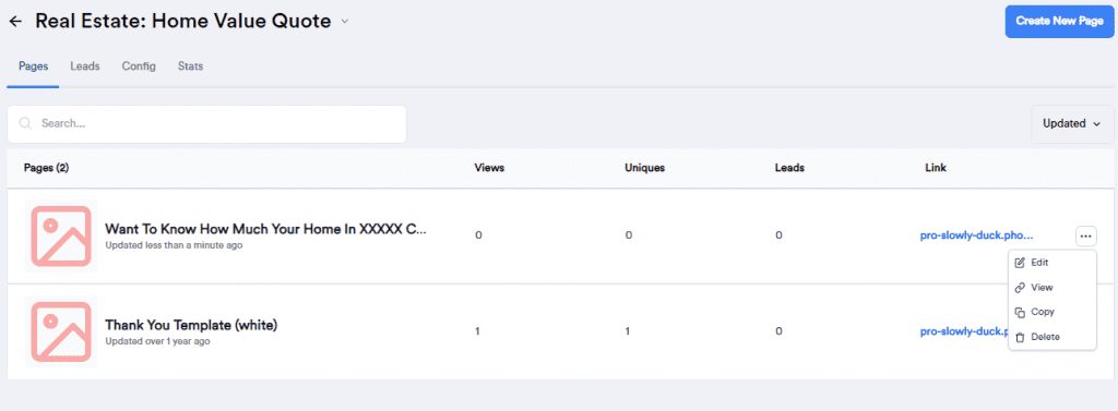 landing page installation