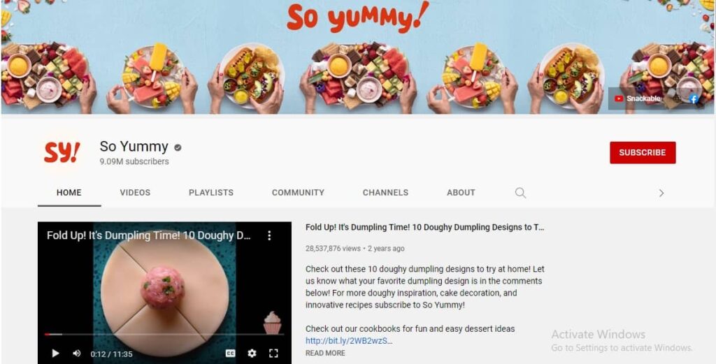 So Yummy YouTube Channel