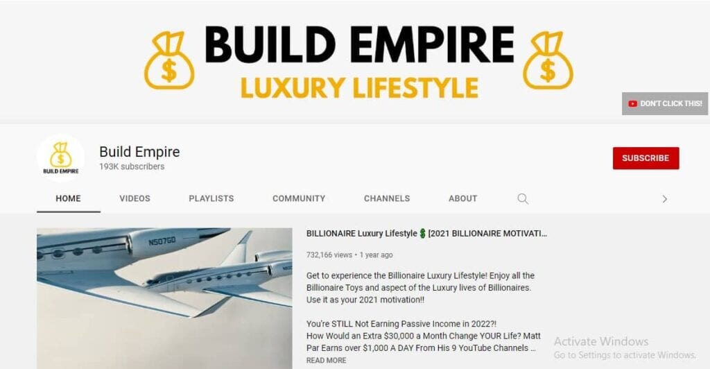 Build Empire YouTube channel