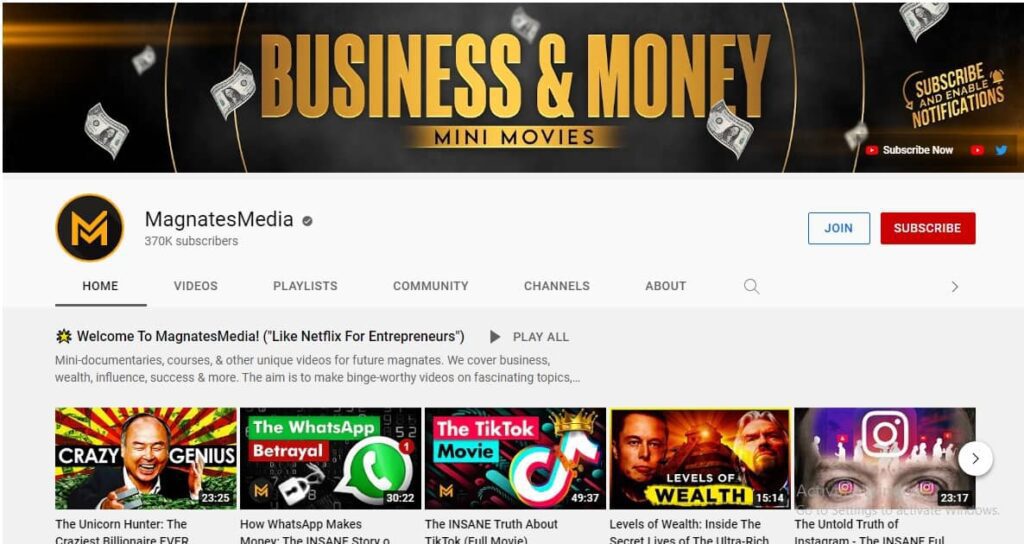 Magnates YouTube Channel 