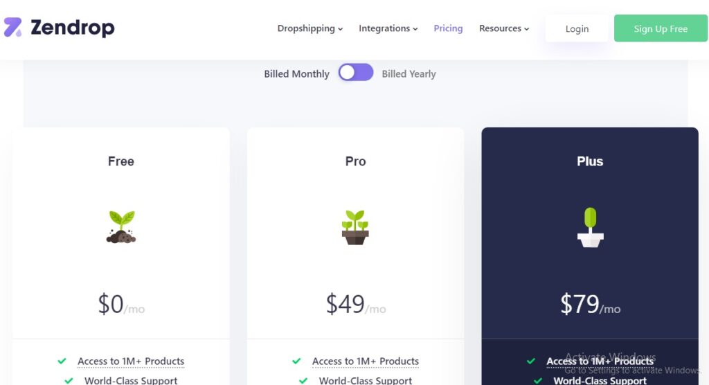 Zendrop Pricing(monthly)