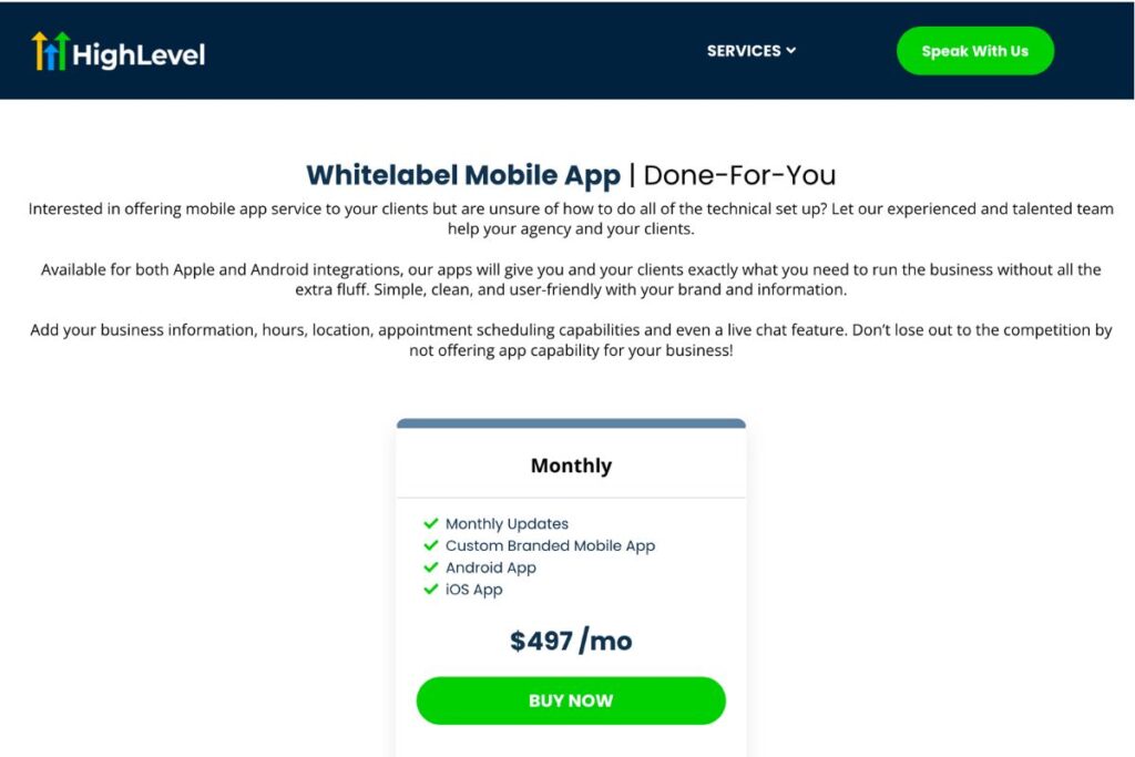 Gohighlevel Marketplace Whitelabel Mobile App