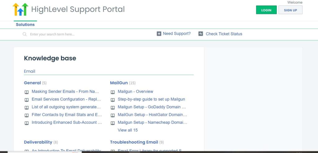 Highlevel support portal