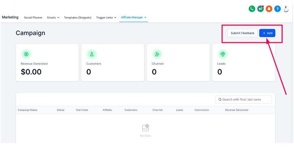 Affiliate manager Campaign Set up