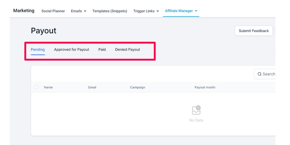 GohighLevel Affiliates Manager Payouts